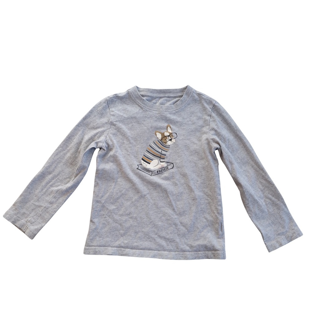 Janie and Jack Boys French Bulldog Long Sleeve Shirt Size 5